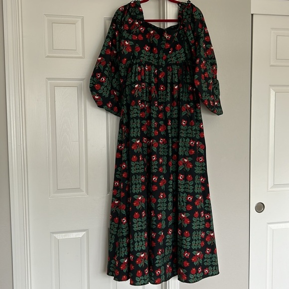 Agua by Agua Bendita Alheli Maxi dress Size XS Red Green Off Shoulder - Picture 11 of 16